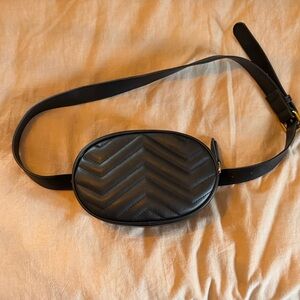 Black Quilted Belt Bag